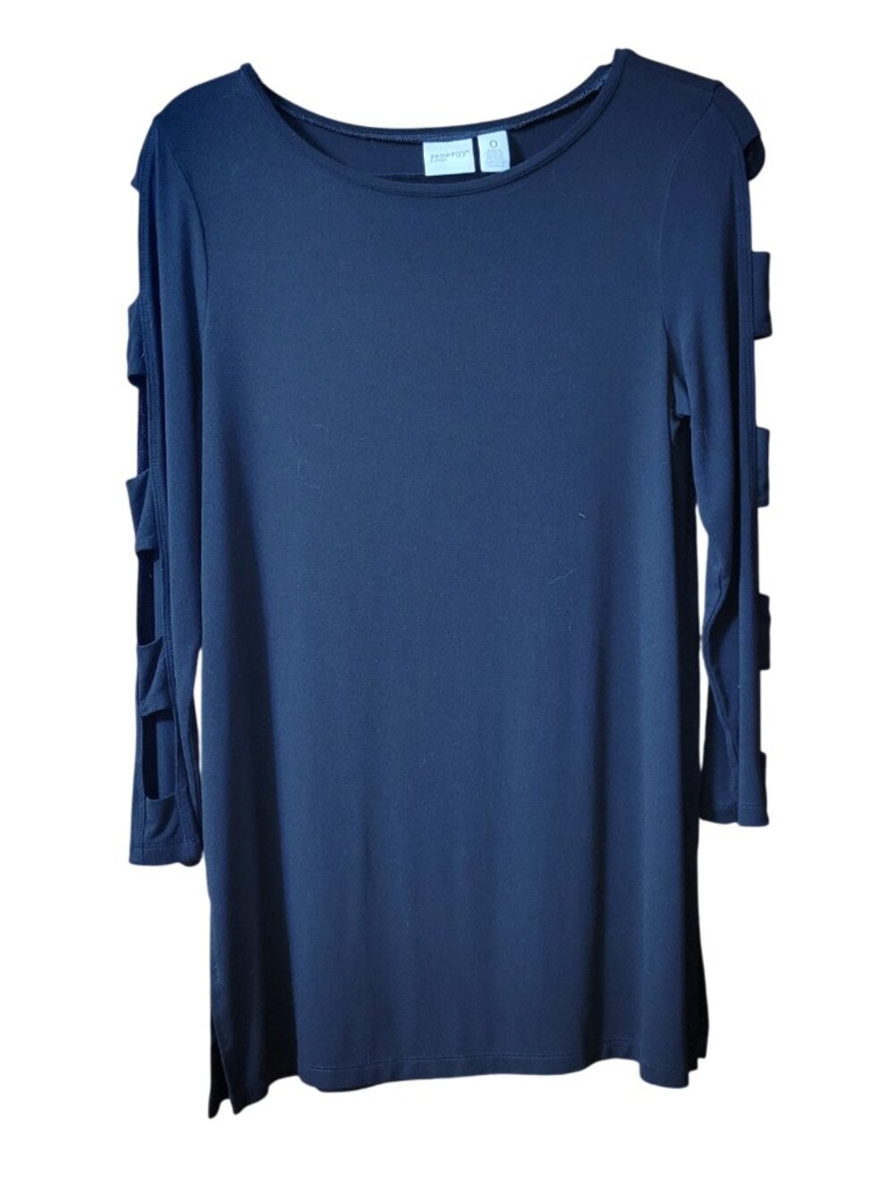 Chico’s Zenergy Black Ladder Cutout Sleeve Tunic Top - Size 0 (4)